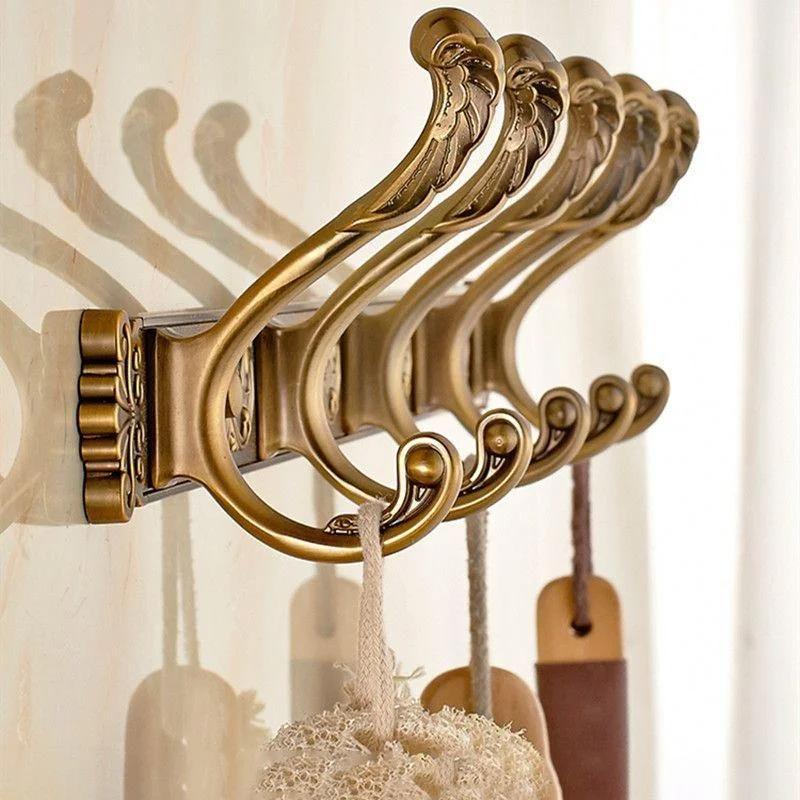 Brand New Antique Embossed Wall Mounted Coat Hooks 5 Row Coat Hook Door Back Bag Key Storage Rack Bathroom Towel Racks Wholesale