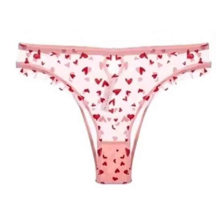 French Heart Print Transparent Lingerie Set Ultra Thin Underwire Bra Lace Sexy Push Up Gathering Small Breast Boost Hot Selling