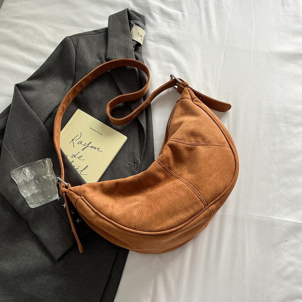 Women Fashion Faux Suede Soft Handbags and Purses Vintage 2024 Winter New Trend Y2K Underarm Bag Lady Shoulder Bag