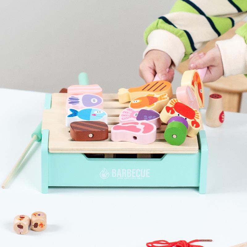 Kids' Pretend Play BBQ Grill & Ocean Animal Skewer Set