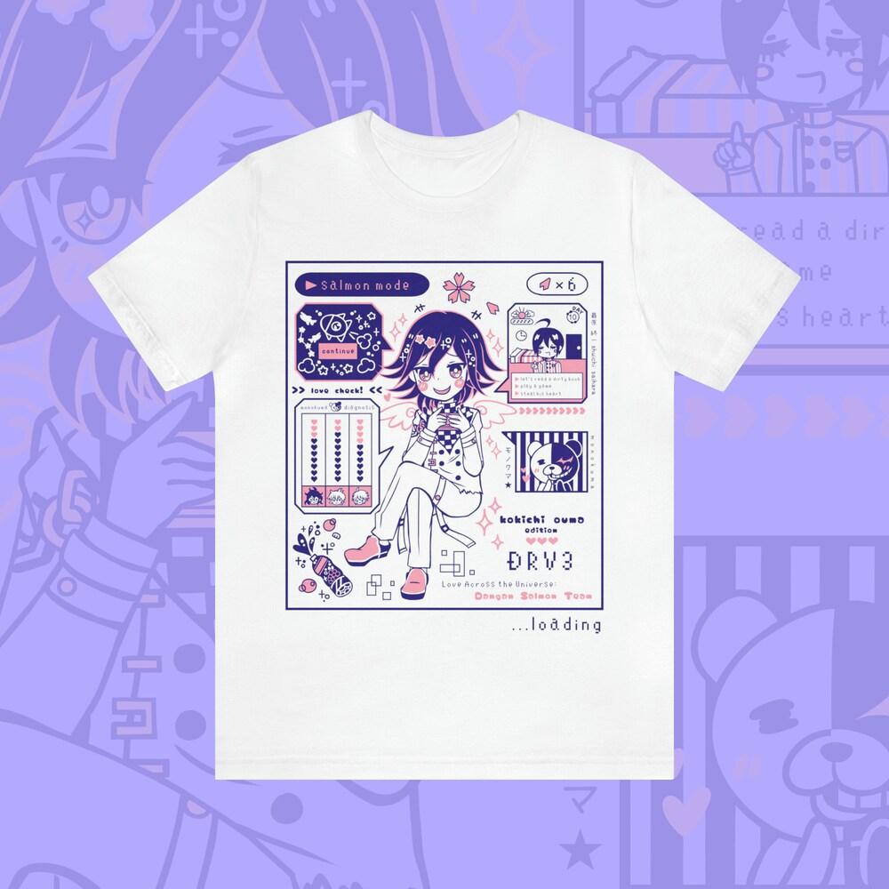 

230GSM 100% Cotton T-Shirt Salmon Mode Kokichi Ouma Tee XS белый