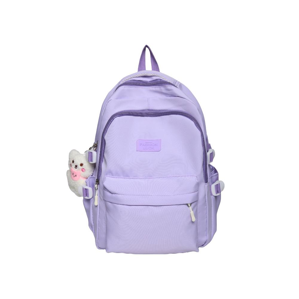 School bag female Japanese junior high school student high school student backpack female large capacity solid color simple computer bag backpack