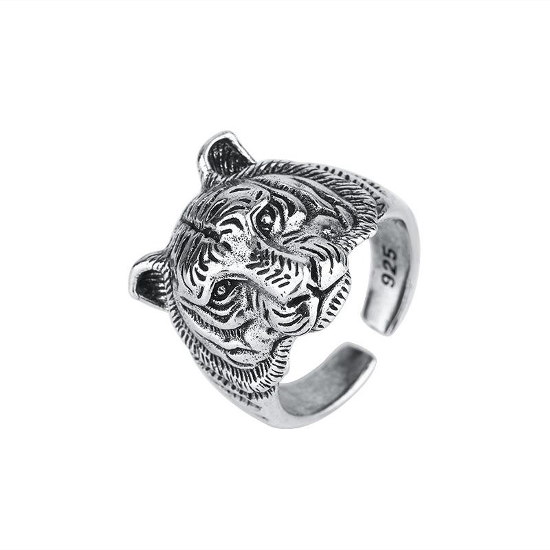 Photos - Ring Panjbj Copper Vintage Punk Gothic Wind Zodiac Tiger Men Women Domineering  Fashion Jewelry Giftpanjbj resizable