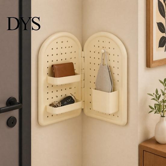 Wall Mounted Pegboard Organizer Perforated Board Storage Rack, Foldable Plastic Organizer, No Peg for Office Drilling Shelf Home Desk And Rack
