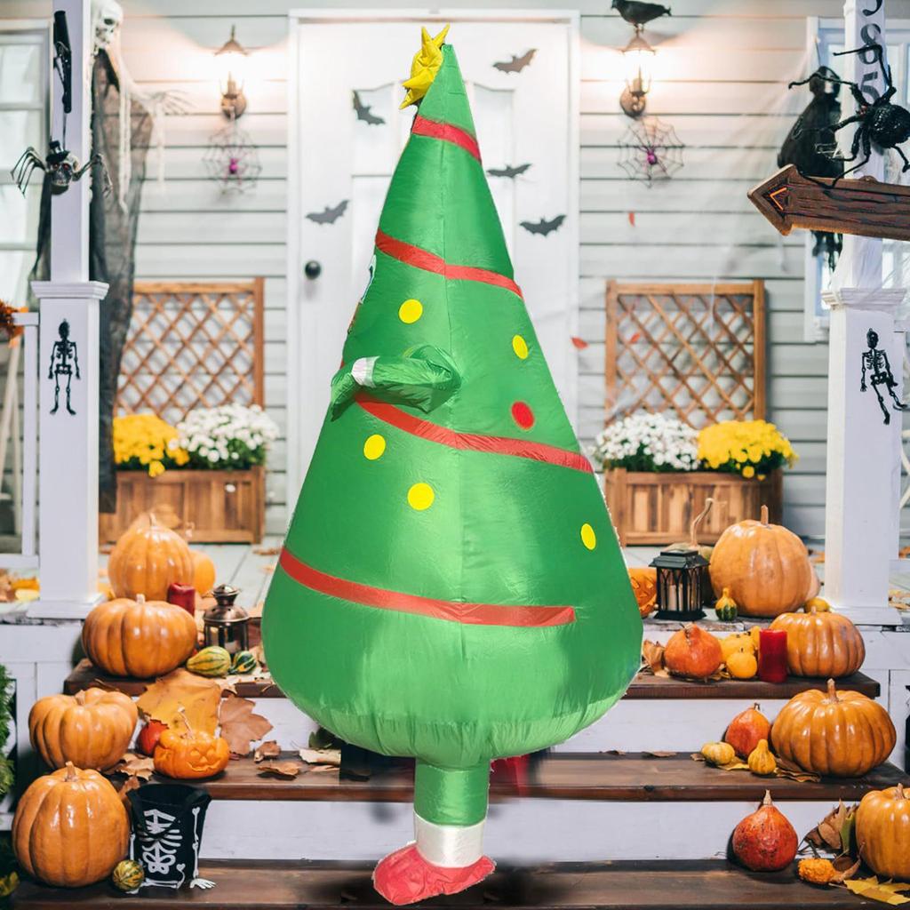 Adult Inflatable Christmas Tree Costume Reusable One Size Fits Men Women Dress Up Outfit for Stage Cosplay Event Parade Party