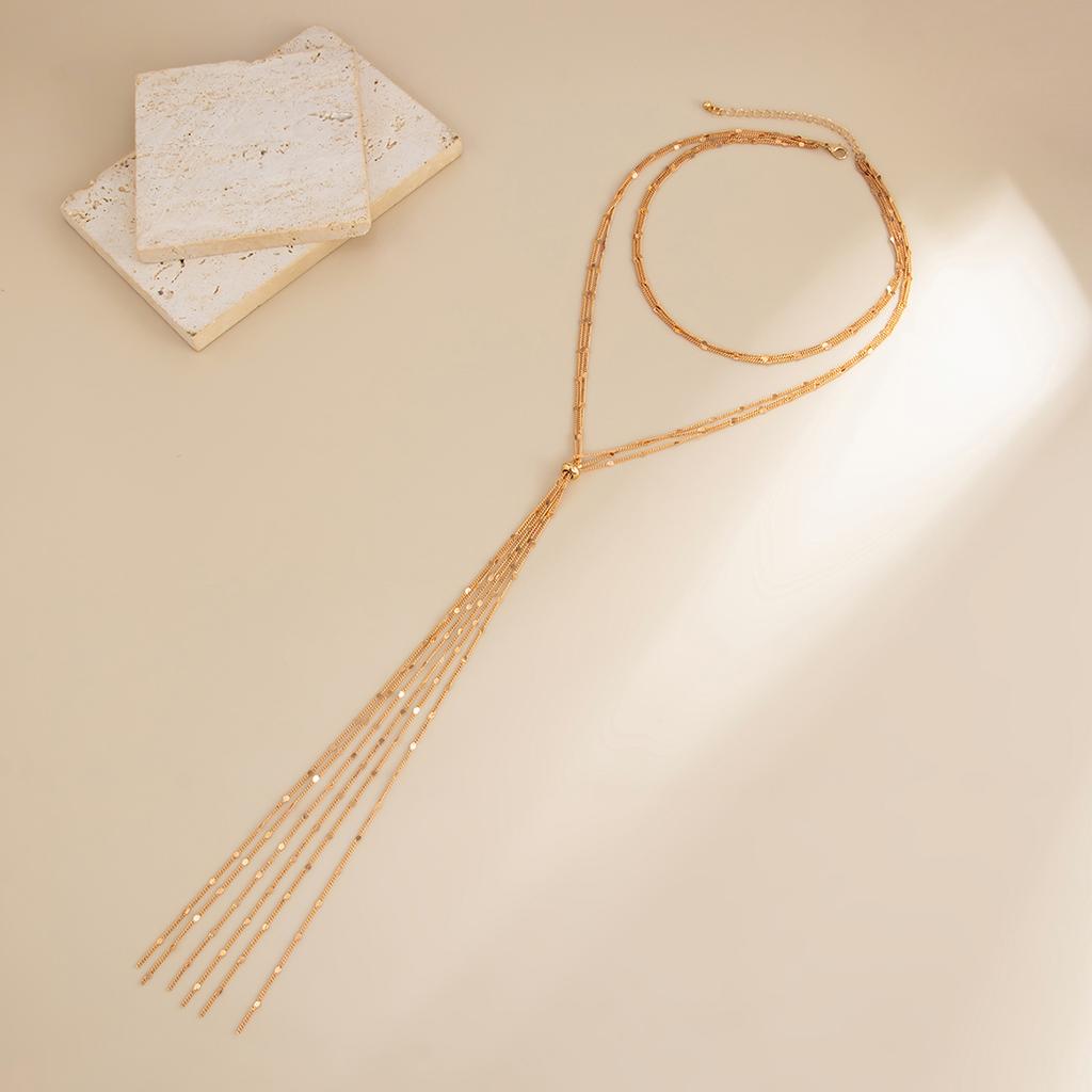 Ingemark Trendy Sexy Multi-Layer Round Sequin Long Tassels Pendant Necklace Women Vintage Metal Chest Neck Chain New Jewelry