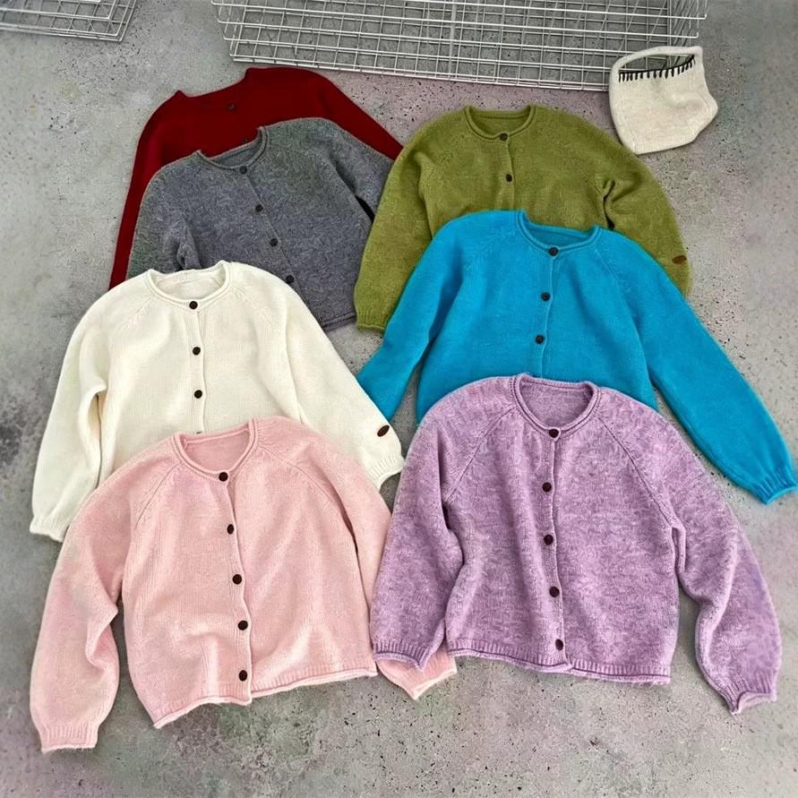 Korean Multi-Color Knit Cardigan for Women - Autumn/Winter, Soft Loose Fit, Single-Breasted Style