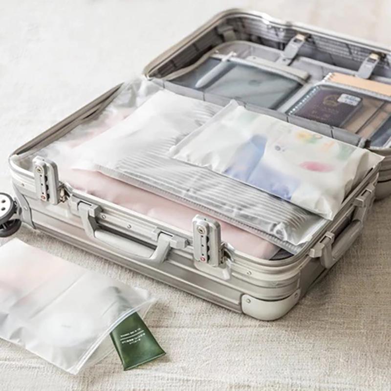 10/15 Stück Wiederverwendbare Reißverschlusstasche Pe Mattierte Transparenz Kunststoff Wasserdicht Reiseverpackung Für Kleidung Unterwäsche Klassifiziert