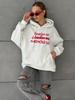 Trendy European American Style Hooded Sweatshirt - Letter Print, Loose Fit, Versatile Outerwear