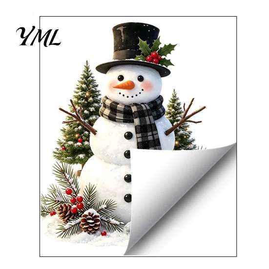 Holiday Home Decoration Decal Christmas Snowman Wreath Toilet Sticker, Peel And Stick Bathroom Decor Removable Cover Decal, Waterproof Lid Wall