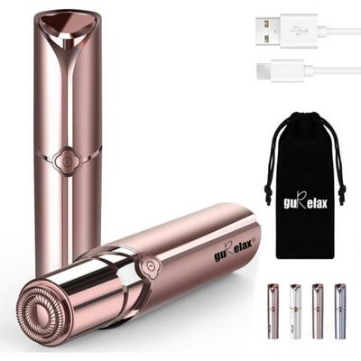 Rimozione Peli Facciali per Donne Rasoio Elettrico per Viso Gurelax Rimozione Peli Indolore Dispositivo Ricaricabile per la Rimozione dei Peli per Labbro Mento con Sacchetto di Velluto, Rosa