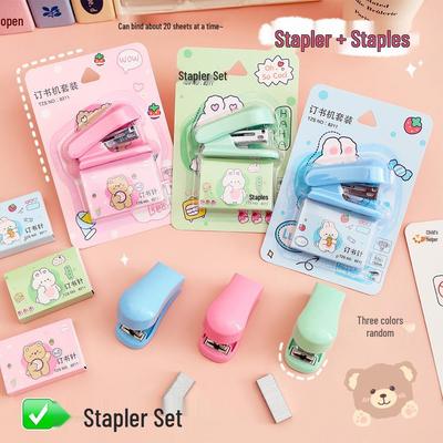 Adorable Cartoon Mini Stapler Set with No. 12 Staples for Students and Office