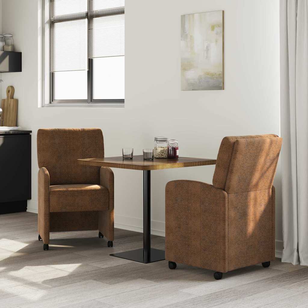 Dining Chairs with Casters 2 pcs Brown 57 x 67 x 95 cm