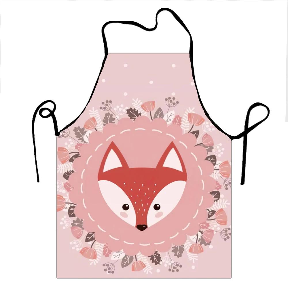 Cute Fox Pattern Aprons Men Women Pride Adult Unisex Kitchen Chef Cooking Baking Gardening