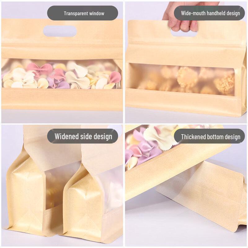 Handun Kraft Paper Food Storage Bags with Window