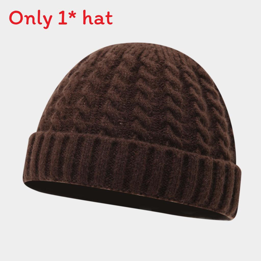 

Vintage Knit Cap For Women Men Trendy Warm Beanie With Windproof Design For Fall Season Brown