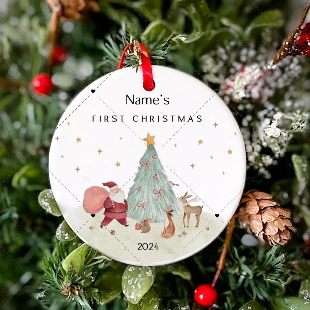 

Персонализированное украшение «Первое Рождество малыша», памятный сувенир на 1-е Рождество, подарок новорожденному, украшение для мальчика/девочки