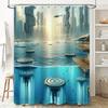 Futuristic Cityscape Shower Curtain Waterproof Decoration for Bathroom