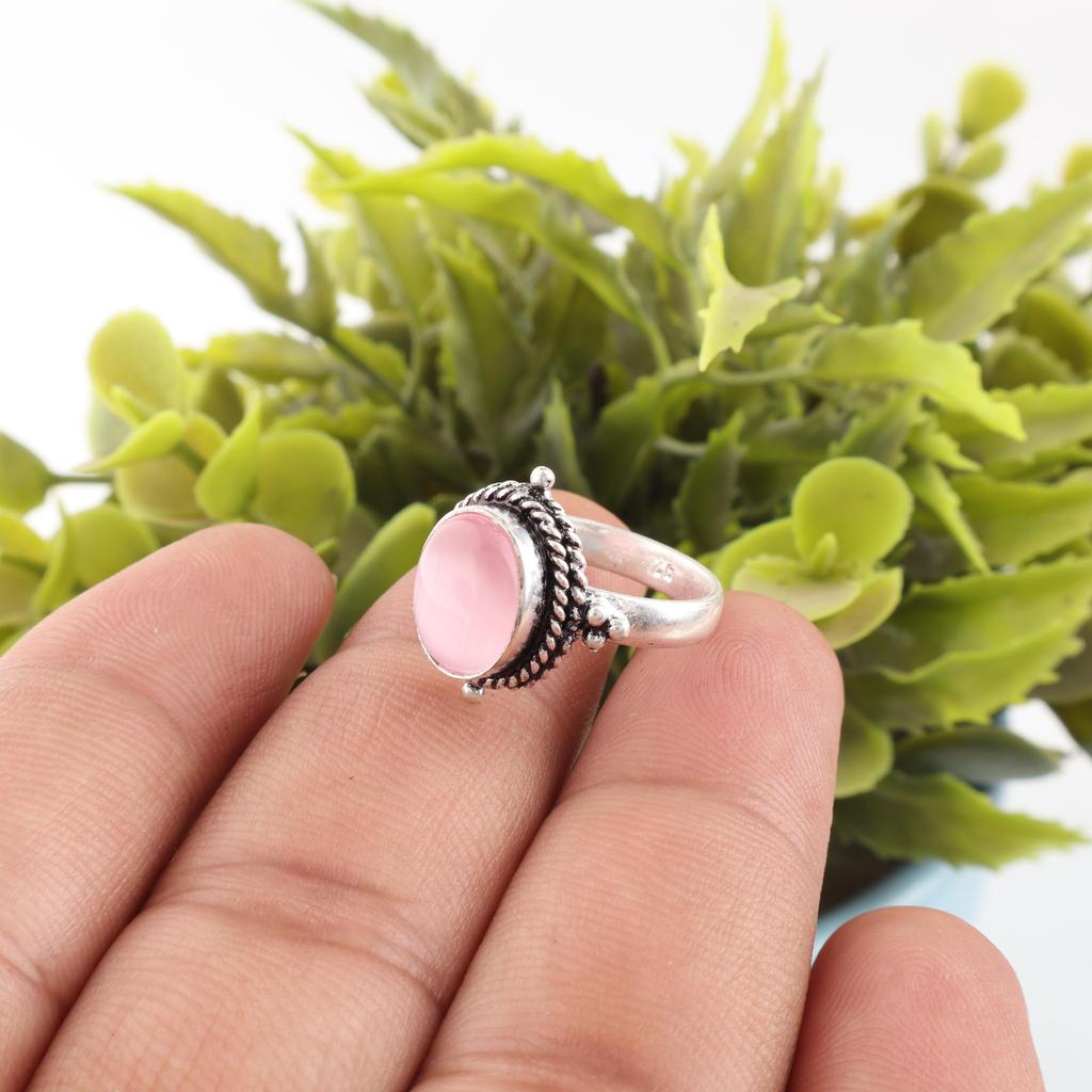 Pink Cat's Eye Ring, 925 Sterling Silver Ring Jewelry, Handmade Ring Gemstone Jewelry For Memorial Day