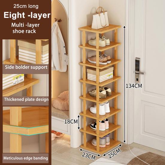 5/7/8 Etagen Vertikales Schuhregal Holz Schmaler Schuhständer Kleiner Schuh-Organizer Platzsparend Eckschuhregal Hoher Schuhturm Freistehendes Schuhregal