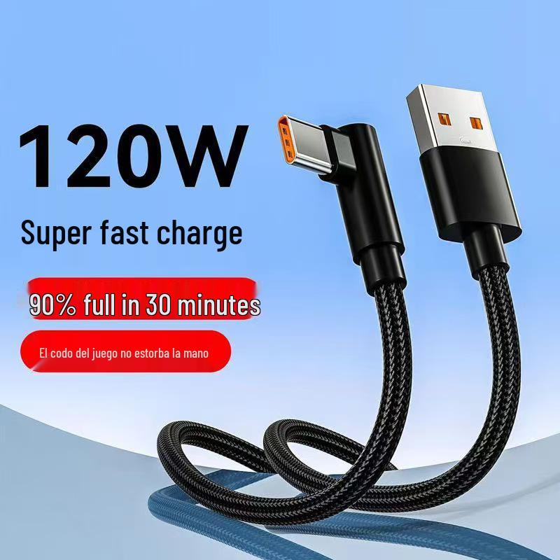 120W Type-C Fast Charging Cable for Huawei Honor 6A - Gaming Elbow Design, Flash Charging