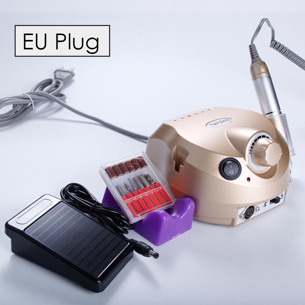 

1 набір професійного золотистого рожевого електричного свердла для пилки для нігтів Art Salon Manicure Pedicure Kit Tool EU Plug золотий