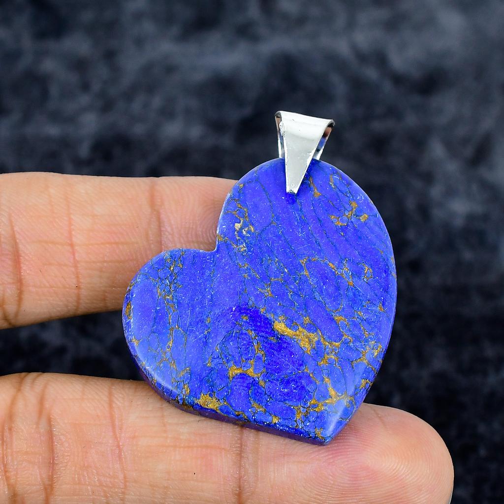 Copper Purple Turquoise Gemstone 925 Sterling Silver Jewelry Pendant 1.77" M-3340