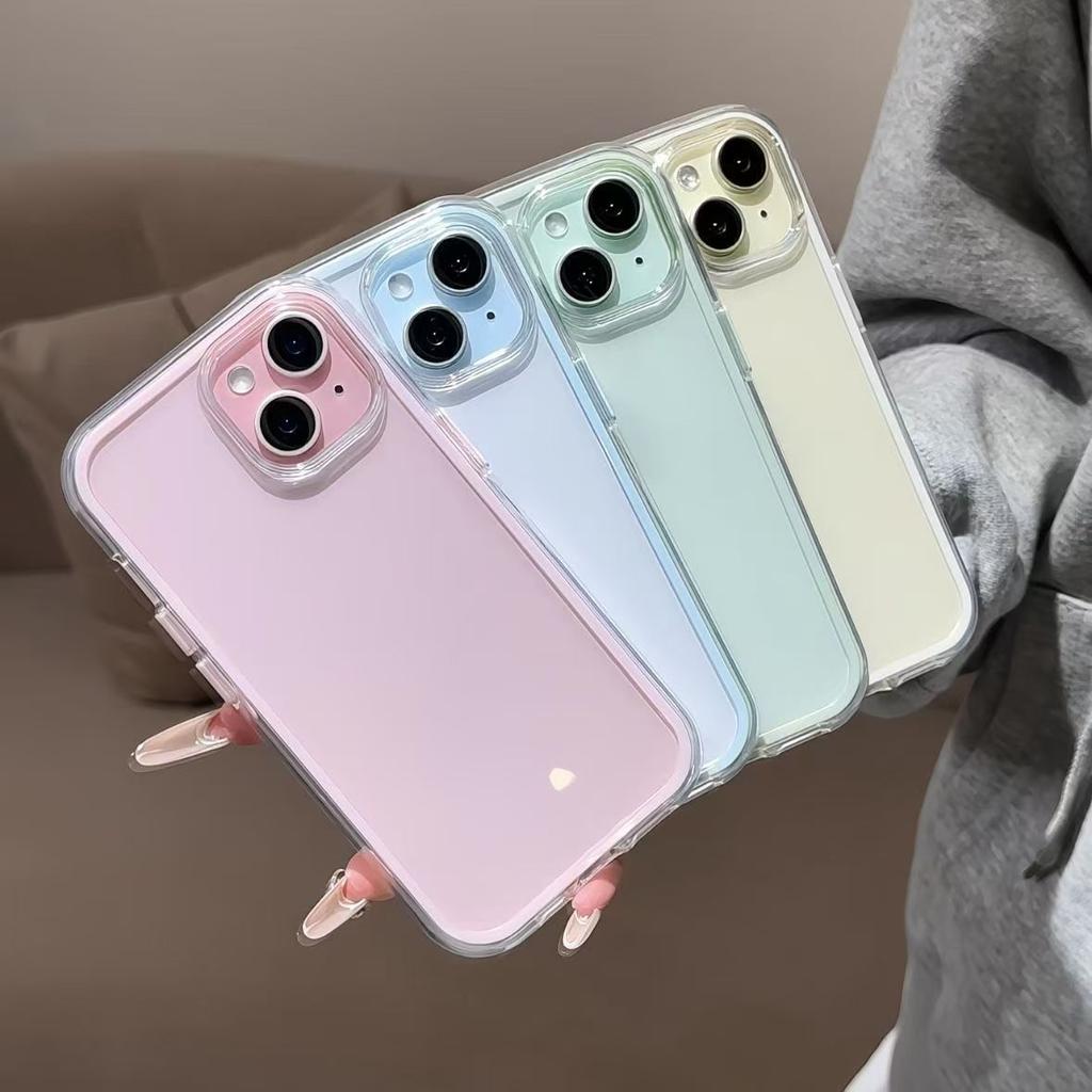 Luxury Candy Color Frame Clear Back Phone Case For iPhone 17 16 15 14 13 12 Pro Max 11 16PLUS 17 Acrylic Shockproof Bumper Cover