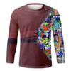 Spring and Autumn Round Neck 3D Printed Top Fashionable Casual Colorful Long Sleeved Men's T-shirts