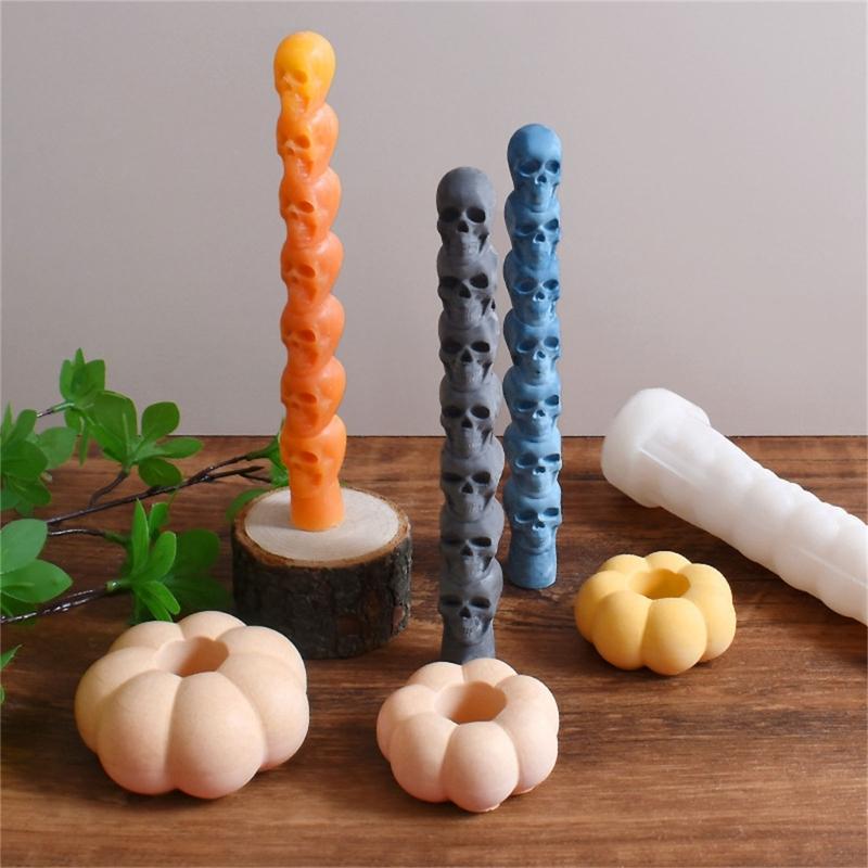 Pumpkins Candle Holder Molds Silicone Molds Candle Molds Epoxy Resin Molds Stacked Skull Castings Molds Plasters Molds