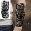 1 Sheet Scary Tiger Flower Temporary Tattoos For Women Men Adults Fake Black Black Animal Tattoo Sticker Covers Up Waterproof