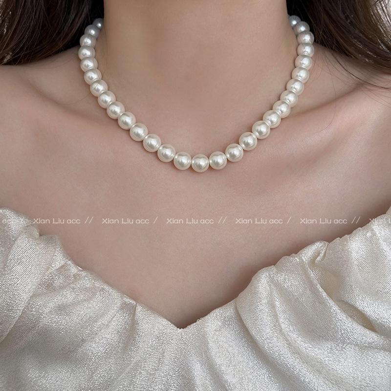 2025 Sense Layered Black Agate & Pearl Necklace - Light Luxury Women's Clavicle Chain Accessory