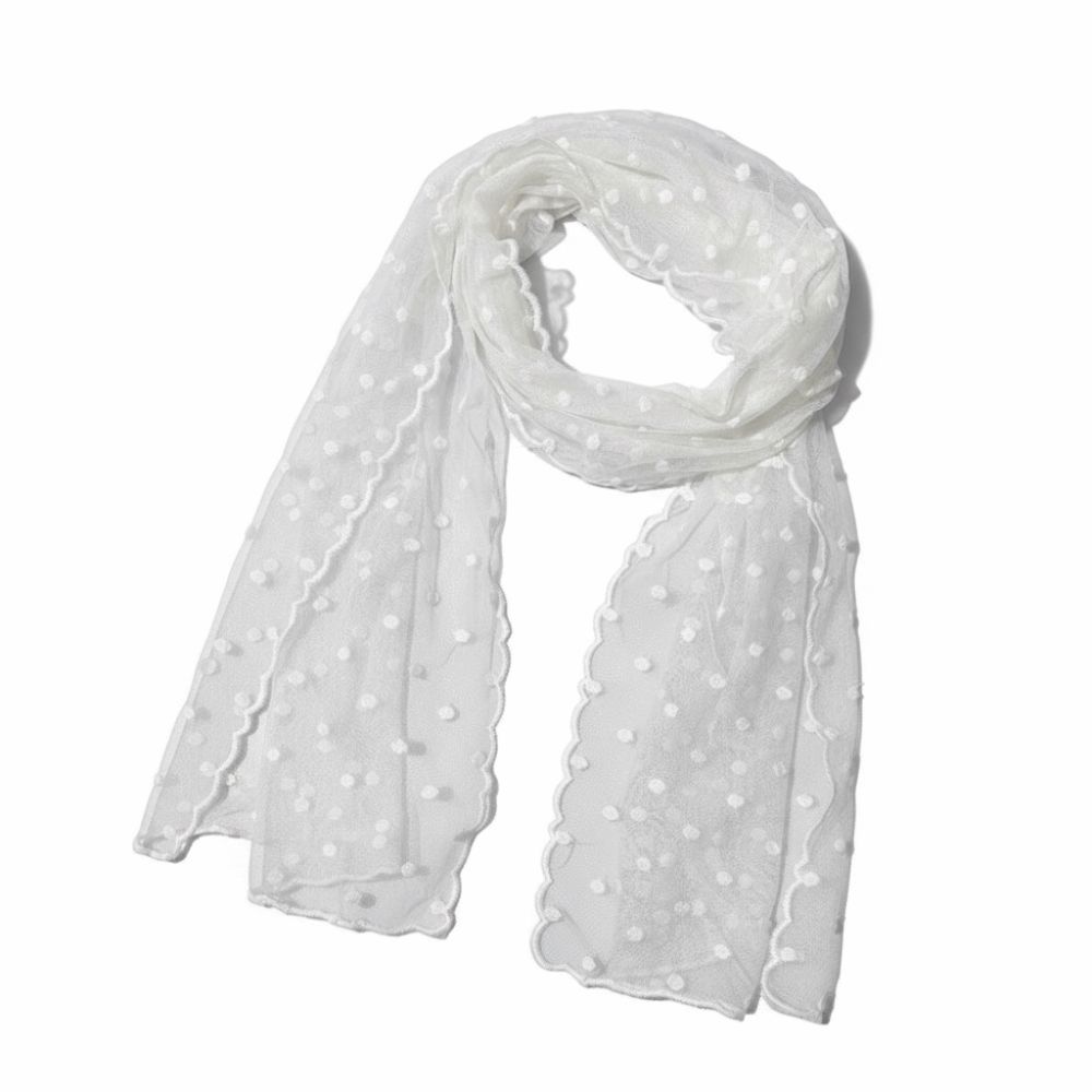 Retro Embroidered Flower Lace Scarf Lightweight Breathable Mesh Female Headscarf Long Silk Scarf Spring