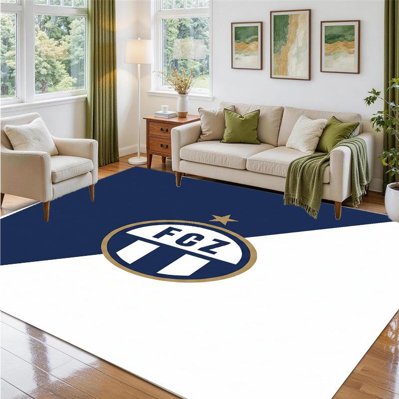FC Zürich Design Crystal Velvet Rug Soft Decorative Mat for Bedroom Entrance