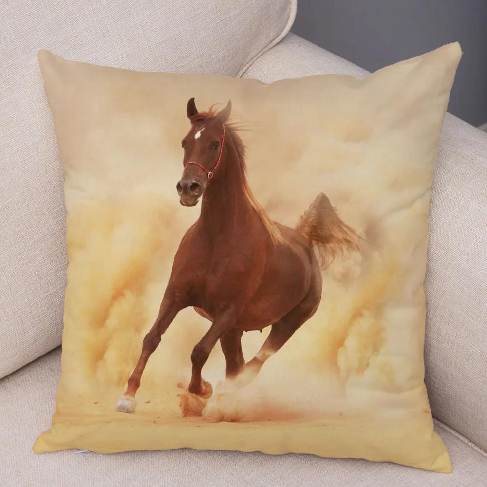 Wild Horse Cushion Cover Decor Animal Print Pillowcase  for Sofa Home Car Children Room Super Soft Plush Pillow Case 45x45cm