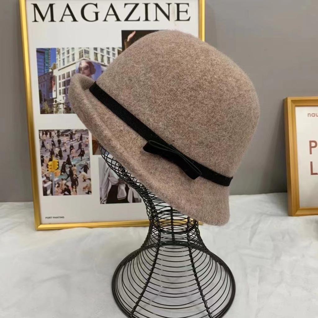 Crossed Edge Fisherman's Hat Children Autumn and Winter Wool British Retro Top Hat Versatile Basin Hat Tide