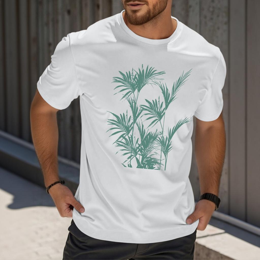 Men's Fashion Printed Round Neck Straight Shoulder Short Sleeve T-Shirt Top