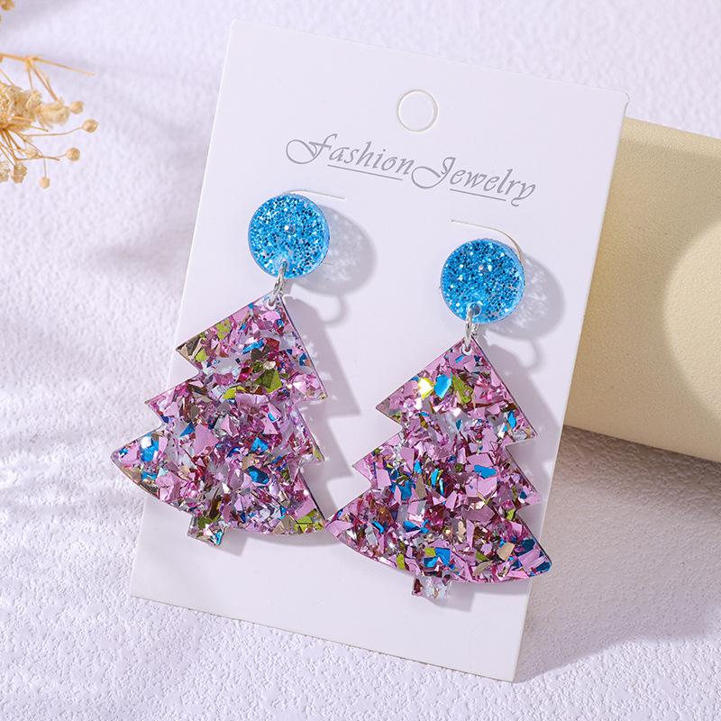 

Christmas Tree Earrings Acrylic Sequins Colorful Holiday Earrings Women S Fashion High-End Stud Earrings
