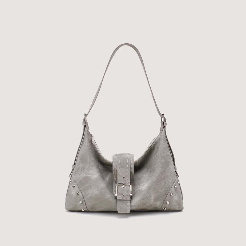 

Sweet and cool Spice Girl Rivet Tote Bag Women s Underarm Bag New Niche Large Capacity Commuter Shoulder Bag Grey сірий колір