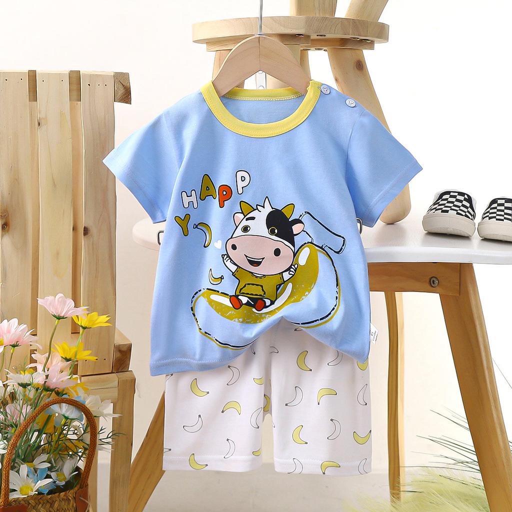 Children's Short Sleeved Set, Pure Cotton Boys' T-shirt, Baby's Summer Children's Clothing, Girls' Shorts, Baby Clothes, Summer Clothes