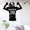 Metal Wall Art Personalized Football Player Sign Home Sports Decor Gift