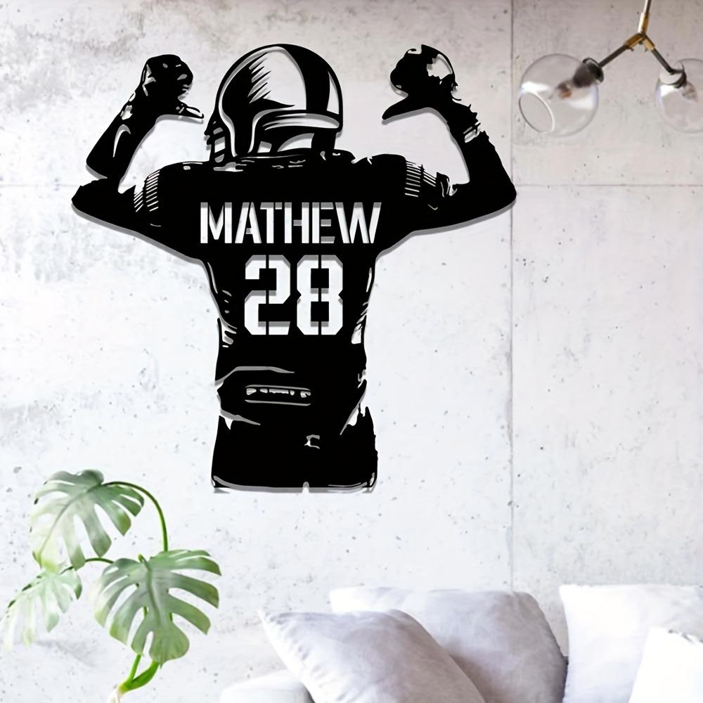 Metal Wall Art Personalized Football Player Sign Home Sports Decor Gift