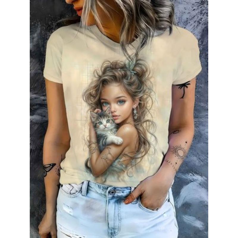 Fashion Printed Top Casual Comfort Short Sleeve Loose T-Shirts Women’s