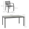 Seven Piece Casual Outdoor Dining Set With Wood Effect Table Grey