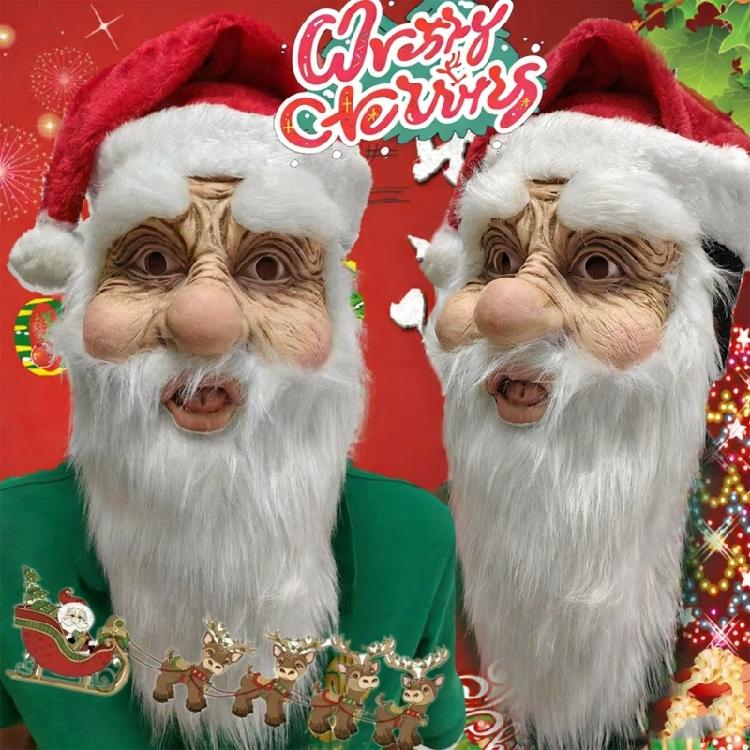Santa Latex Face Mask Skin Friendly Comfortable For Holiday Performances Photo Booths And Seasonal Costume Accessories