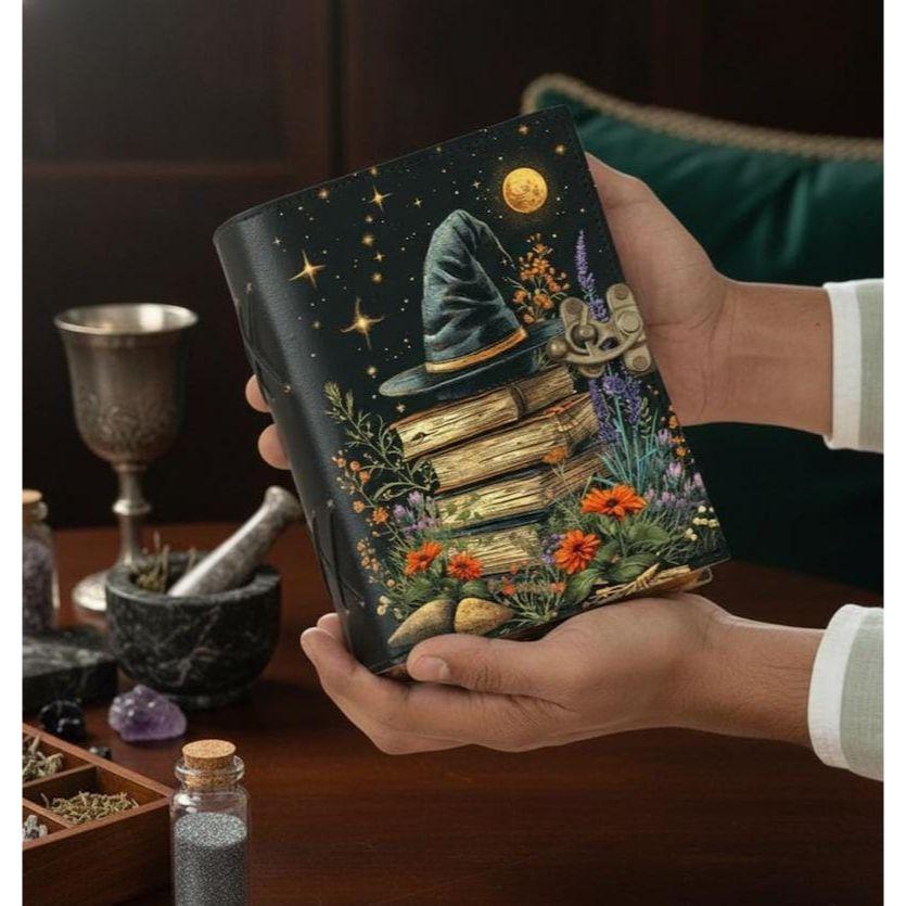 

Дневник «Книга заклинаний ведьмы» | Винтажный магический гримуар ручной работы | Запираемый кожаный переплет для письма и рисования 7 x 5 inch / 100 Page