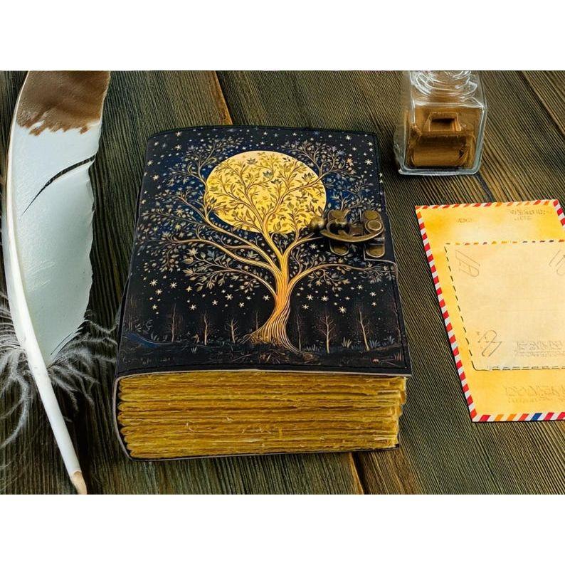 Tree of Life Leather Journal • Handmade Blank Notebook • Vintage Sketchbook • Gift for Writers 7 x 5 inch