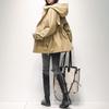 Charge Coat Women's Spring Autumn Korean Version with a Slim Waist and Loose Fit Fashion Hooded Mid Length Windbreaker