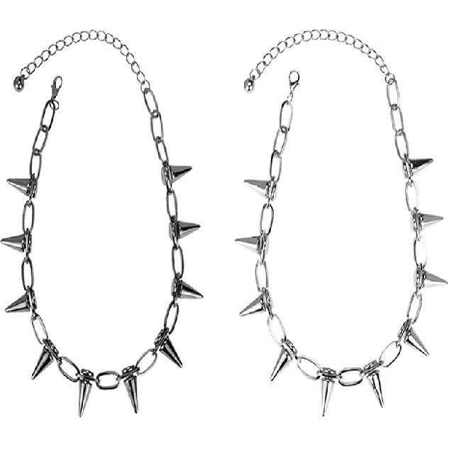 2-3Pcs Gothic Rivet Spike Paperclip Link Chain Choker Necklace Set Punk Rock Hip Hop Adjustable Streetwear Collar Necklace for Women Men Unisex