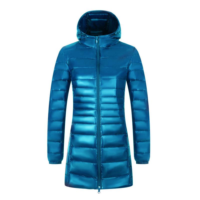 Spring Fall Medium Long Down Jacket Women Ultra Light Warm Hoodie Jacket White Duck Down Coat S-7XL